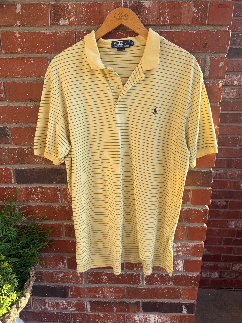 Ralph Lauren Yellow & Navy Thin-Strip Polo Shirt